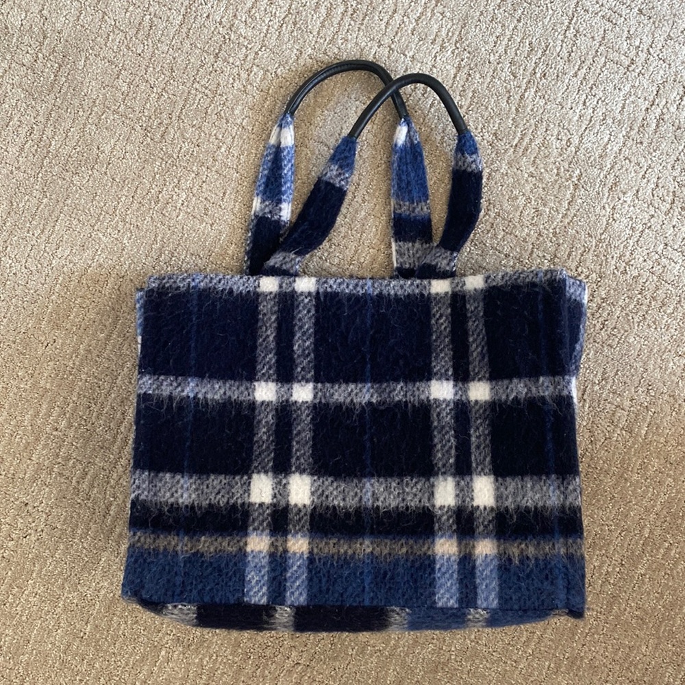 Wooly Plaid Blue Tote